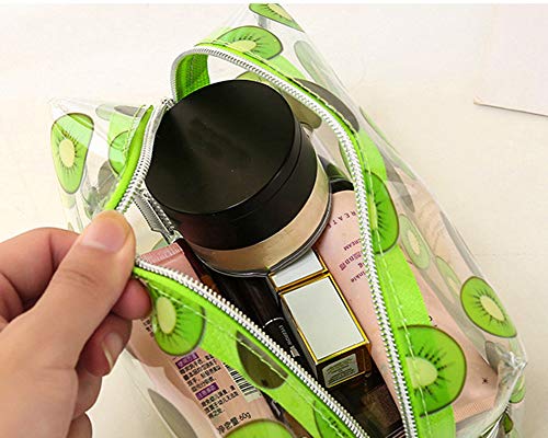 JunNeng - Neceser para cosméticos de frutas, bolsa transparente para maquillaje para mujeres y niñas, organizador de artículos de aseo, bolsa de almacenamiento transparente, bolsa de viaje
