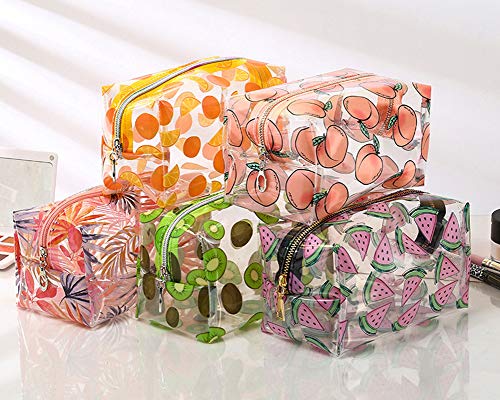 JunNeng - Neceser para cosméticos de frutas, bolsa transparente para maquillaje para mujeres y niñas, organizador de artículos de aseo, bolsa de almacenamiento transparente, bolsa de viaje