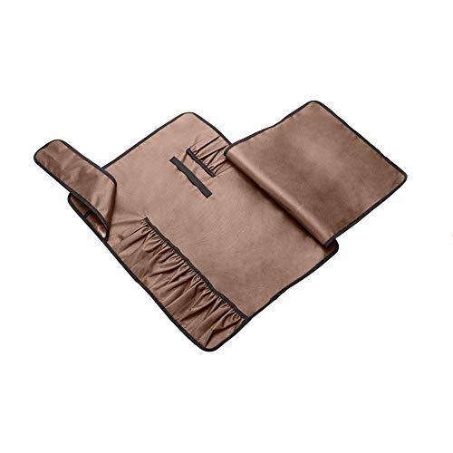 JURONG - Bolsa de almacenamiento para cuchillos de chefs con 17 compartimentos, cuchillos, cucharas y tenedores, resistente al agua, bolsa de almacenamiento para herramientas de cocina, marrón