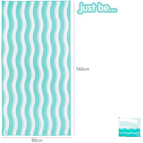 just be... Toalla De Microfibra para Playa Diseño Ondas - Verde XXL 200 x 90cm