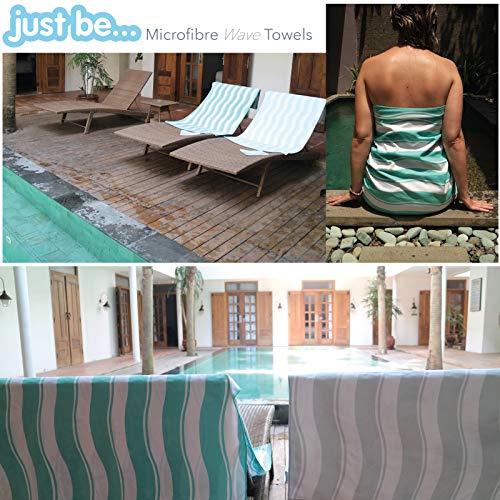 just be... Toalla De Microfibra para Playa Diseño Ondas - Verde XXL 200 x 90cm
