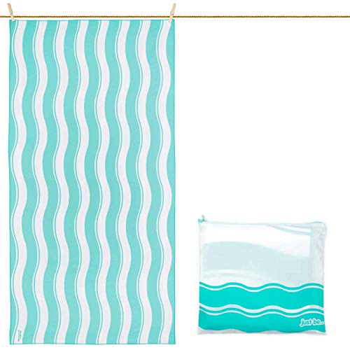 just be... Toalla De Microfibra para Playa Diseño Ondas - Verde XXL 200 x 90cm