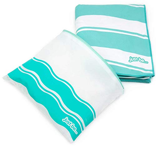 just be... Toalla De Microfibra para Playa Diseño Ondas - Verde XXL 200 x 90cm