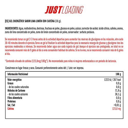 Just Loading - Geles Energéticos con Cafeína Lima Limón 30 x 30 g