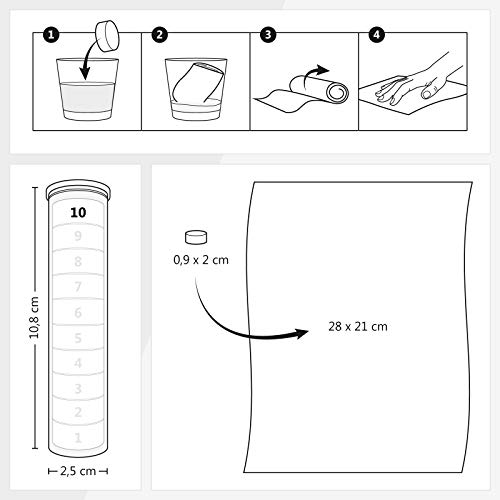 JUSTCAMP Toledo Tablet Towel toallitas en pasitllas, paños comprimidas [100 Unidades]