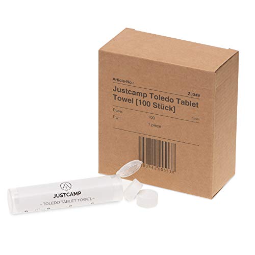JUSTCAMP Toledo Tablet Towel toallitas en pasitllas, paños comprimidas [100 Unidades]