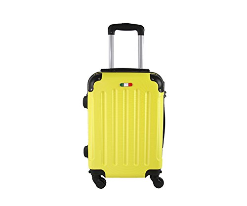 JustGlam – Maleta de mano 195- Trolley en ABS duro de cuadro ruedas adecuado para vuelos lowcost. , amarillo (amarillo) - 195azgiallo