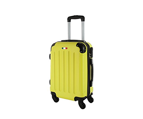 JustGlam – Maleta de mano 195- Trolley en ABS duro de cuadro ruedas adecuado para vuelos lowcost. , amarillo (amarillo) - 195azgiallo