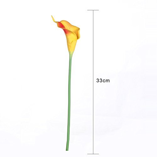 JUSTOYOU - Lirios de agua artificiales, 20 unidades, de látex, sensación real al tacto, para ramos de boda, hogar, hotel, jardín, decoración, tela, Naranja, 20PCS