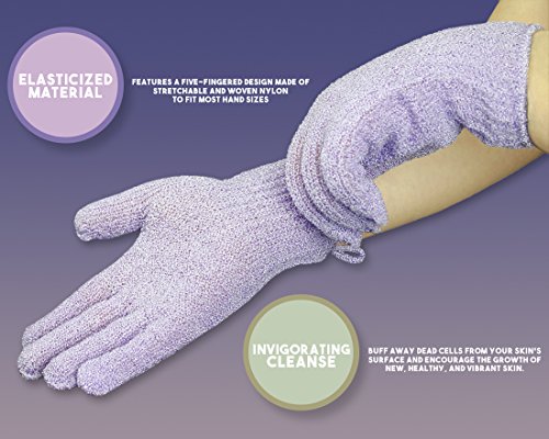 Juvale 4 Pares Exfoliante Guantes – Ducha y baño Exfoliante SPA Cuerpo Scrubber rascador de Espalda Guantes en 4 Hombres y Mujeres