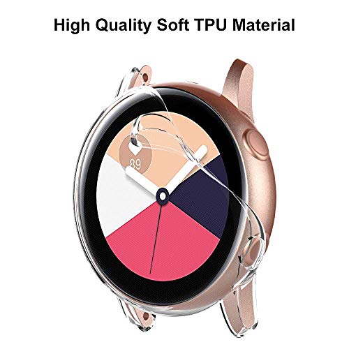 Jvchengxi Funda Protectora para Galaxy Watch Active, Cubierta Protectora de Marco a los rasguños TPU Protector de Pantalla de Cobertura Total para Galaxy Watch Active 40mm (Oro Rosa/Transparente)