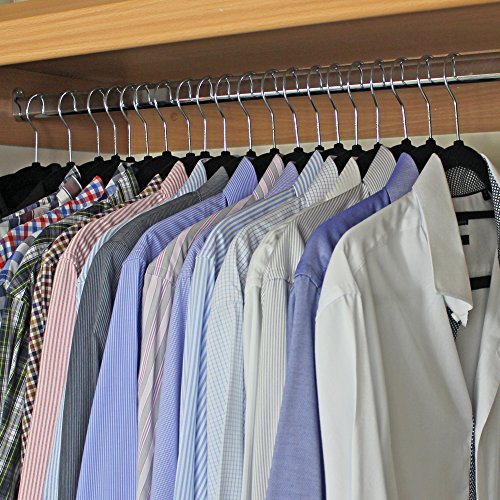 JVL - Perchas Finas con Revestimiento Antideslizante (50 Unidades), Color Negro