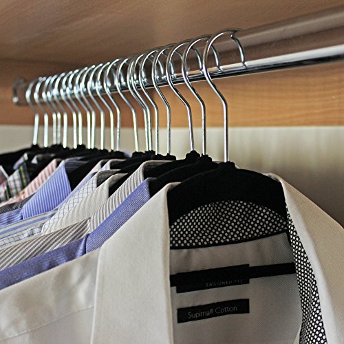 JVL - Perchas Finas con Revestimiento Antideslizante (50 Unidades), Color Negro