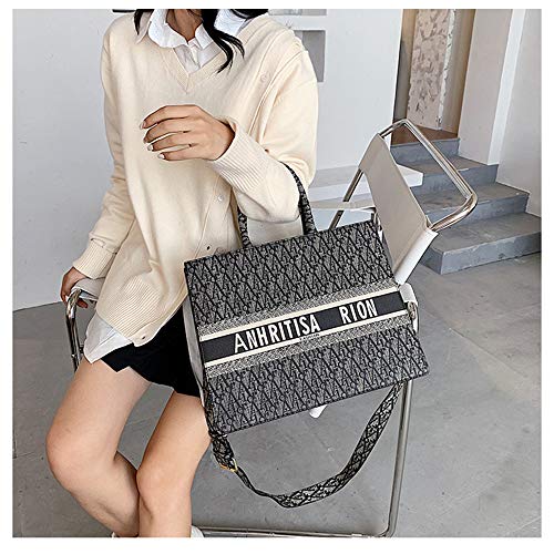 JYH Bolsos Bordados con Cremallera para Damas, Bolsos de Oficina con un Solo Hombro, Bolsos de cosméticos para teléfonos móviles de Moda Retro, Bolsos de Mensajero con Billetera,L
