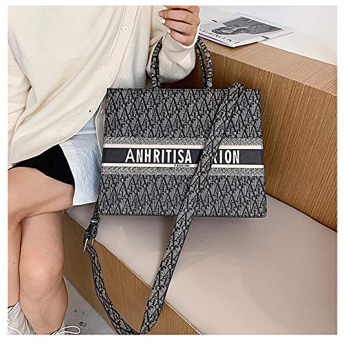 JYH Bolsos Bordados con Cremallera para Damas, Bolsos de Oficina con un Solo Hombro, Bolsos de cosméticos para teléfonos móviles de Moda Retro, Bolsos de Mensajero con Billetera,L