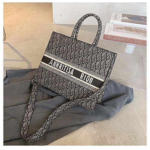 JYH Bolsos Bordados con Cremallera para Damas, Bolsos de Oficina con un Solo Hombro, Bolsos de cosméticos para teléfonos móviles de Moda Retro, Bolsos de Mensajero con Billetera,L