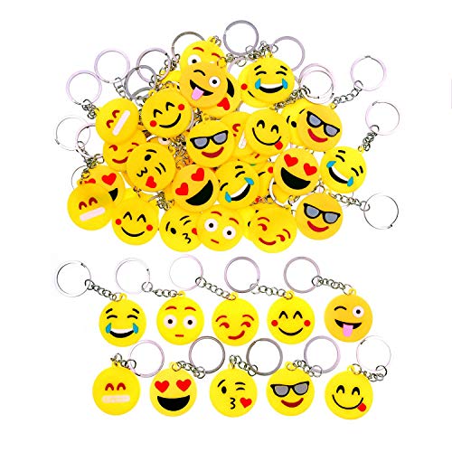 JZK 50 x Llavero Emoji llaveritos Emoticon Colgante decoración Bolsos Mochilas y Llaves regalitos Regalo Fiesta cumpleaños Navidad favores Boda para niños Adulto
