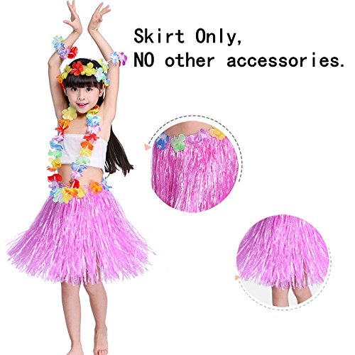 JZK 8 Piezas Falda Luau Hawaiana Disfraces Falda Hula para niñas Mujer Fiesta Hawaiana Luau Accesorio Fiesta Hawaii