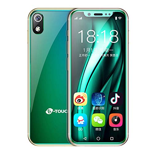 K-Touch I9 Super Mini teléfono móvil 3.5"más pequeño, pequeño teléfono Inteligente con Android ID de Cara Android 6.0 4G Quad Core 2GB 16GB Play Store (Verde, I9G 32G ROM Agregar 32GB)