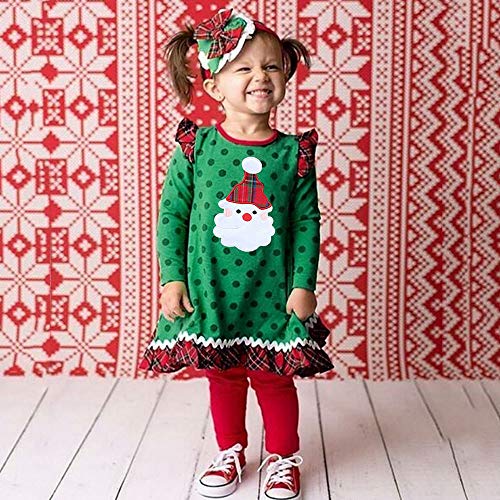 K-youth Vestidos para Niñas De Navidad Ropa para Bebe Niña Navidad Recién Nacido Vestido de Princesa Infantil Vestido de Niña para Fiestas Papá Noel Invierno Disfraz en Liquidacion(Verde, 3-4 años)