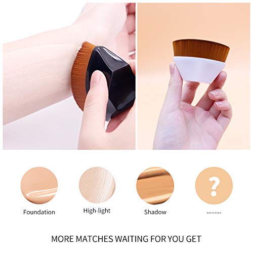 Kabuki pincel de maquillaje profesional-Fundación el cepillo plano de la Fundación y de la crema y polvo de maquillaje Cepillo-Soft Touch-fibra sintética de maquillaje de la cara Mezclar (rosa Color)