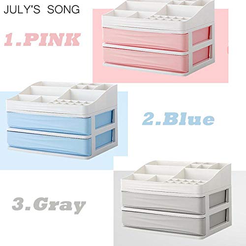 KAD Armario de Maquillaje plástico Armario de cosméticos Caja de cosméticos Recipiente de uñas Caja de Soporte Escritorio Guante 1holder1layer-blue