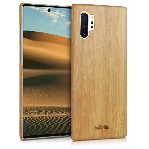 kalibri Funda Compatible con Samsung Galaxy Note 10 Plus - Carcasa Trasera de bambú - Cover Ultra Delgado - marrón Claro