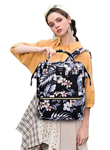 KALIDI Mochila para portátil Mochila Escuela Vintage Mochila de Viaje Resistente al Agua Que se Ajusta a la computadora portátil de 15 Pulgadas para niños, niñas y Hombres, Mujeres,Flor de Tinta