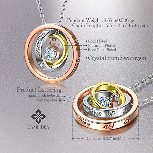 Kami Idea Regalos Dia de la Madre Collares Mujer Joven Tous Mujer Joyeria Swarovski Cristal Oro Rosa Anillos Colgante Regalos para Mujer Mama Regalo Cumpleaños Mujer