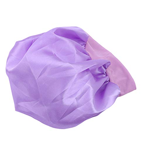 Kaned - Gorro elástico para dormir con visera ancha, imitación de cachemira, Morado, As the description