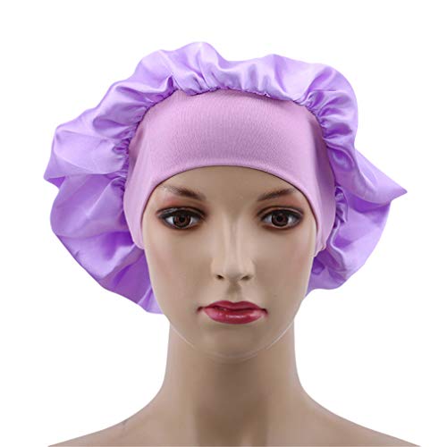 Kaned - Gorro elástico para dormir con visera ancha, imitación de cachemira, Morado, As the description