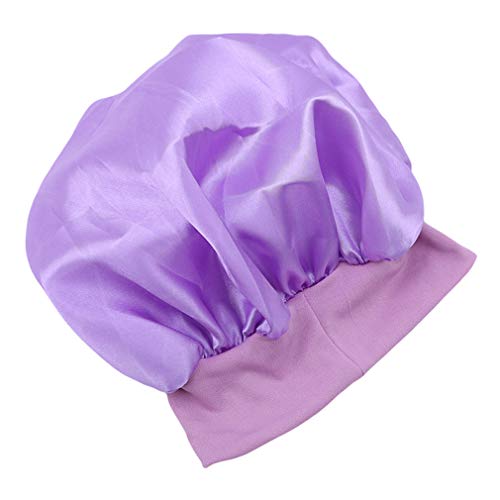 Kaned - Gorro elástico para dormir con visera ancha, imitación de cachemira, Morado, As the description