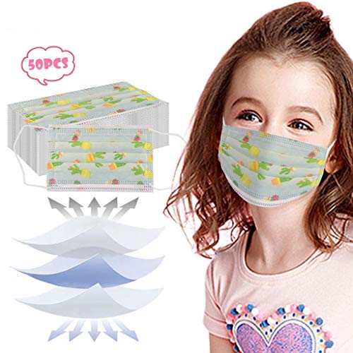 Kangrunmy 50PCS Niños 3 capas Antipolvo Antivaho Actividades al aire libreimpresión de dibujos animados (D)