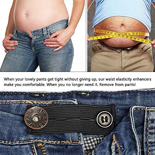 kangyh Pantalón elástico Extensor de Cintura, Paquete de 5 - Extensores Ajustables de Botones de pantalón Ajustable de Comfy