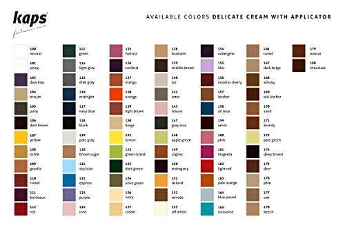 Kaps Crema para Zapatos con Aplicador de Esponja, Cuidado Intensivo y Nutritivo del Cuero, Delicate, 70 Colores (162 - rojo claro)