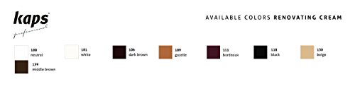 Kaps Crema Reparadora Y Renovadora Para Zapatos De Cuero Liso, Bolsas, Asientos, Reparador De Arañazos Y Rasguños, Renovating Cream, 10 Colores (100 - neutro)
