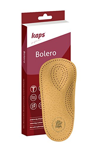 Kaps Plantillas Ortopédicas de Cuero 3/4 con Soporte de Arco Longitudinal y Transversal, Plantillas Ortopédicas de Calzado para Hombres y Mujeres, Bolero, Todos los Tamaños (40 EUR)
