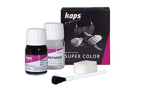 Kaps Tinte con Imprimación para Zapatos y Bolsos Textiles Y de Cuero Natural Y Sintético, Super Color And Preparer, 70 Colores (106 - marrón oscuro)