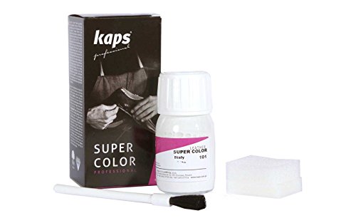 Kaps Tinte para Zapatos y Bolsos de Cuero y Textil con Esponja y Brocha, Super Color, 70 Colores (101 - blanco)