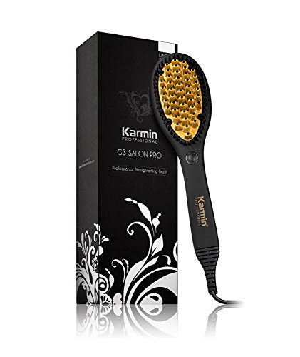 Karmin G3 - Cepillo alisador/alaciador de pelo - cabello profesional de ceramica, calentamiento rapido, apagado automatico en 60 minutos, voltaje dual ideal para viajar