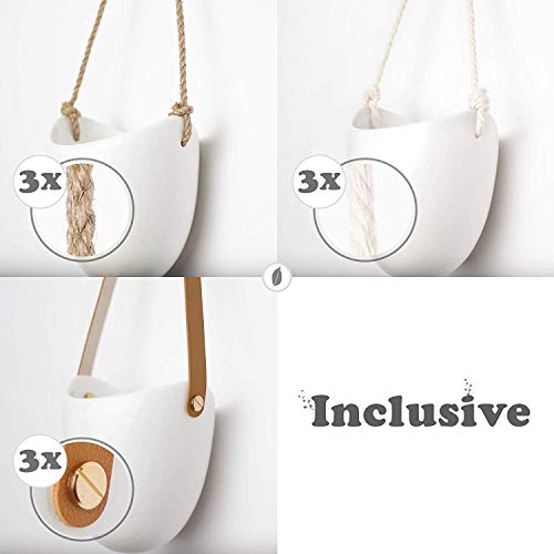 Kazai.® | Set de 3 floreros de cerámica | Blanco Brillante