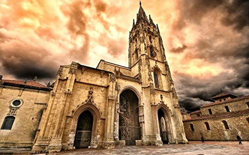 KCHUEAN Rompecabezas para Adultos 1000 Piezas 3D Catedral De Oviedo De Madera Montaje Personalizado