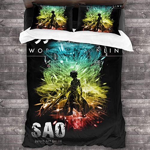 KDRW Funda de edredón Ropa de Cama y Ropa de Cama edredón y Funda de edredón Sword Art Online 3 Piece Bedding Set 86"" x70 Sword Art Online Decorative Duvet Cover Set (1 Quilt Cover 2 Pillowcases)