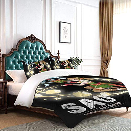 KDRW Funda de edredón Ropa de Cama y Ropa de Cama edredón y Funda de edredón Sword Art Online 3 Piece Bedding Set 86"" x70 Sword Art Online Decorative Duvet Cover Set (1 Quilt Cover 2 Pillowcases)
