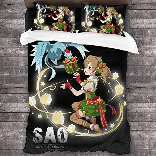 KDRW Funda de edredón Ropa de Cama y Ropa de Cama edredón y Funda de edredón Sword Art Online 3 Piece Bedding Set 86"" x70 Sword Art Online Decorative Duvet Cover Set (1 Quilt Cover 2 Pillowcases)