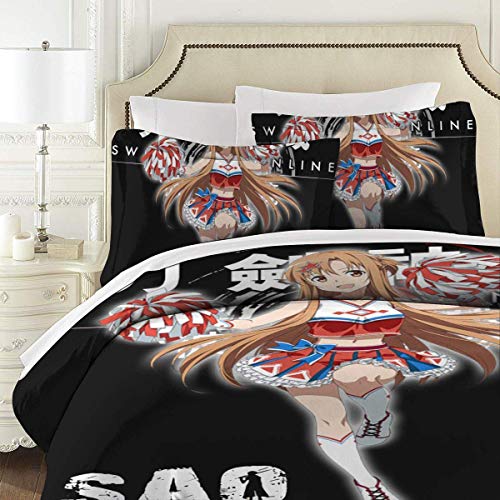 KDRW Funda de edredón Ropa de Cama y Ropa de Cama edredón y Funda de edredón Sword Art Online 3 Piece Bedding Set 86"" x70 Sword Art Online Decorative Duvet Cover Set (1 Quilt Cover 2 Pillowcases)