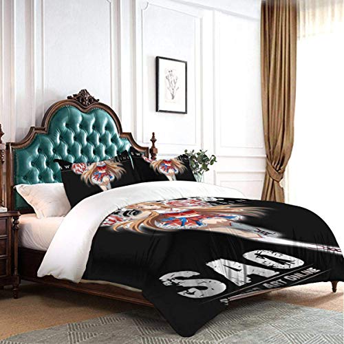 KDRW Funda de edredón Ropa de Cama y Ropa de Cama edredón y Funda de edredón Sword Art Online 3 Piece Bedding Set 86"" x70 Sword Art Online Decorative Duvet Cover Set (1 Quilt Cover 2 Pillowcases)