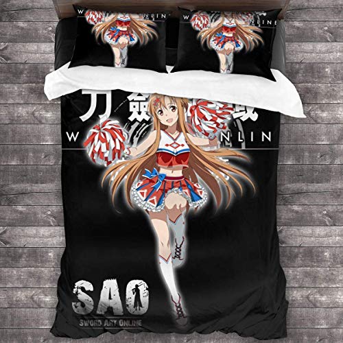 KDRW Funda de edredón Ropa de Cama y Ropa de Cama edredón y Funda de edredón Sword Art Online 3 Piece Bedding Set 86"" x70 Sword Art Online Decorative Duvet Cover Set (1 Quilt Cover 2 Pillowcases)