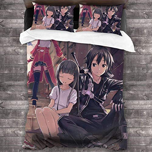 KDRW Funda de edredón Ropa de Cama y Ropa de Cama edredón y Funda de edredón Sword Art Online 3 Piece Bedding Set 86"" x70 Sword Art Online Decorative Duvet Cover Set (1 Quilt Cover 2 Pillowcases)