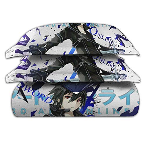 KDRW Funda de edredón Ropa de Cama y Ropa de Cama edredón y Funda de edredón Sword Art Online 3 Piece Bedding Set 86"" x70 Sword Art Online Decorative Duvet Cover Set (1 Quilt Cover 2 Pillowcases)